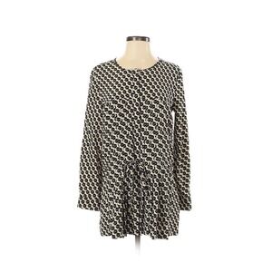 Anthropologie Maeve Blouse Small Geometric Print Long Slv Pleated Button Front